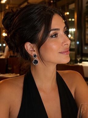 David Yurman Chatelaine hematite / black onyx double drop earrings